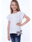 Girls\' blouse with patterns and a bow NDZ8296 - Online store - Boutique